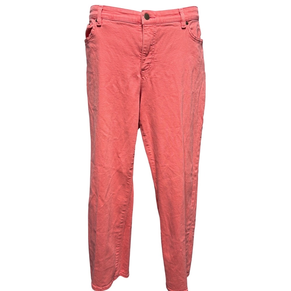 LAUREN RALPH LAUREN Coral Pink Stretch Straight Jeans 18W Preppy Coastal Classic